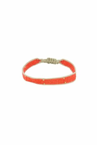 Zusss Miyuki armbandje Stipje koraalrood