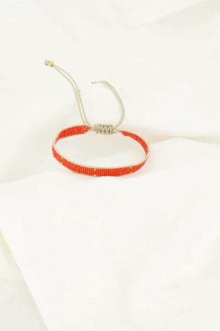 Zusss Miyuki armbandje Stipje koraalrood