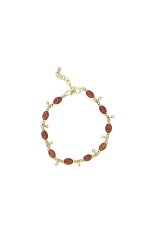 Zusss armband met kralen bruin/goud