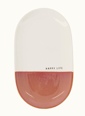 Zusss serveerschaal happy life wit burgundy