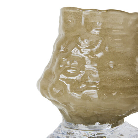 HKLIVING Brut textured glass vase sage