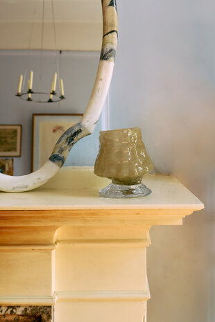 HKLIVING Brut textured glass vase sage