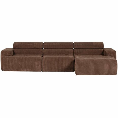 WOOOD Novi Chaise Longue Bank Rechts Ribstof Mokkabruin