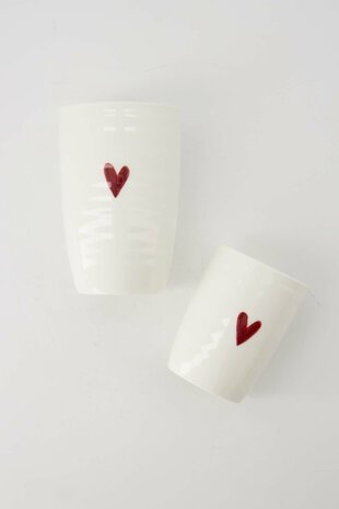 Zusss koffiemok hartje wit/rood