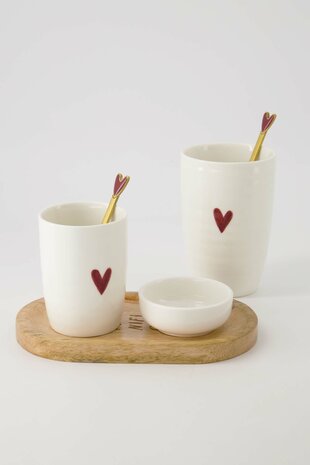 Zusss koffiemok hartje wit/rood