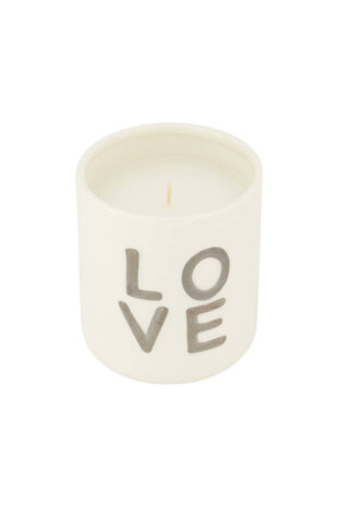 Zusss geurkaars keramiek Love wit zilver