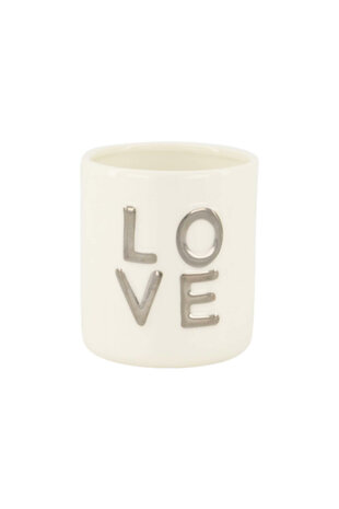 Zusss geurkaars keramiek Love wit zilver