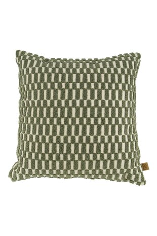 Zusss  kussen corduroy velvet grafisch 45x45cm offwhite groen