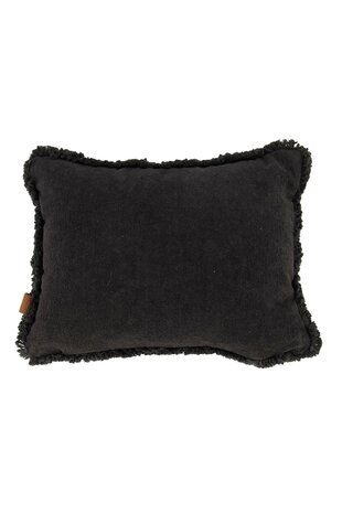 Zusss kussen velvet zilver hartje 35x25cm antracietgrijs