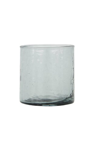 Zusss waxinelichthouder hammered glas M grijsblauw