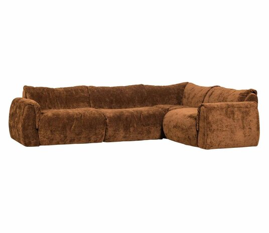 WOOOD Baggy Hoekbank Rechts 3D Chenille Middenbruin