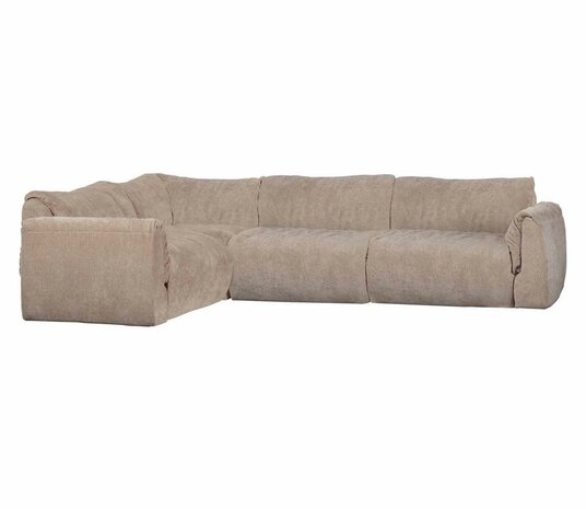 WOOOD Baggy Hoekbank Links 3D Chenille Zand