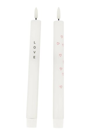 Zusss set van 2 ledkaarsen love wit/groen/rood