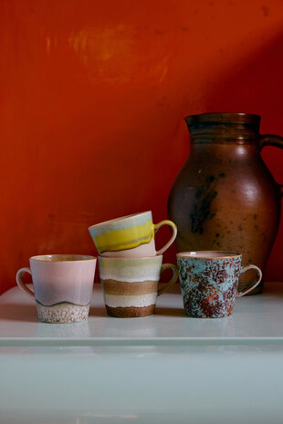 HKLIVING 70's ceramics americano mugs rococo set of 4