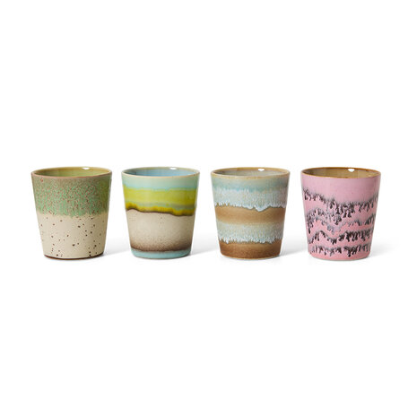 HKLIVING 70s ceramics coffee mugs pop art set of 4  
