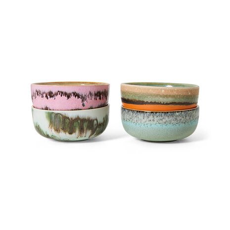 HKLIVING 70s ceramics Tapas Bowls Impression set of 4  