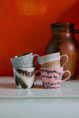 HKLIVING 70's ceramics Cappuccino Mugs Dada, set of 4