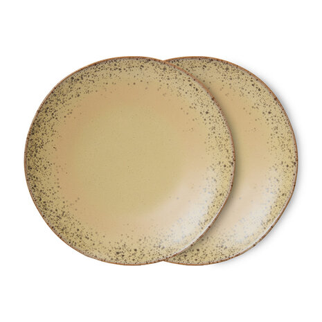 HKLIVING 70's ceramics Dinner Plates Grit, Set Of 2