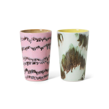 HKLIVING 70s ceramics Tea Mugs Baroque, Set Of 2