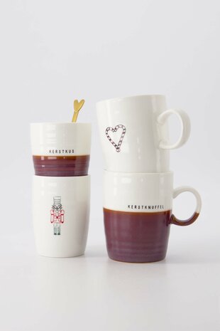 Zusss koffiemok kerstkus wit donkerrood