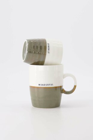 Zusss koffiemok sparkle wit donkergroen