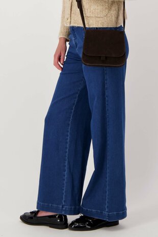 Zusss suede schoudertasje chocoladebruin