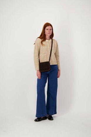 Zusss suede schoudertasje chocoladebruin