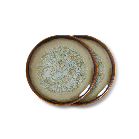 HKLIVING 70s Ceramics Dessert Plates Contrast, Set Of 2