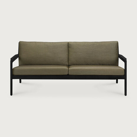 Ethnicraft Jack Outdoor 2-Zits Bank Zwart met Groene Kussens