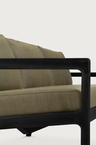 Ethnicraft Jack Outdoor 3-Zits Bank Zwart met Groene Kussens