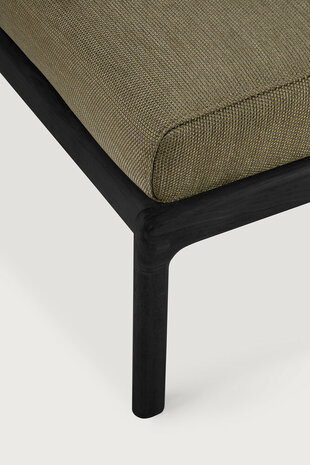 Ethnicraft Jack Outdoor Voetenbank Zwart met Groene Kussens