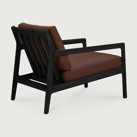 Ethnicraft Jack Outdoor Loungestoel Zwart met Burgundy Kussens