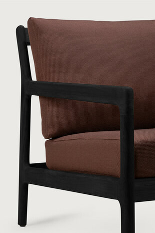 Ethnicraft Jack Outdoor Loungestoel Zwart met Burgundy Kussens