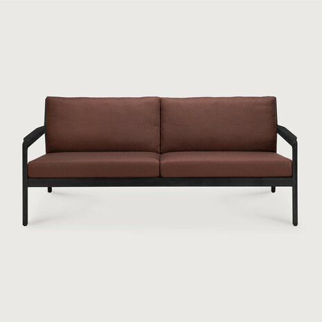 Ethnicraft Jack Outdoor 2-Zits Bank Zwart met Burgundy Kussens