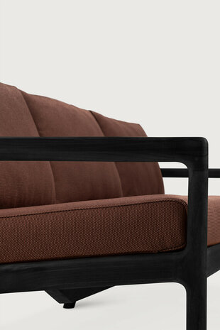 Ethnicraft Jack Outdoor 3-Zits Bank Zwart met Burgundy Kussens