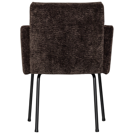 WOOOD Essentials Mount Eetkamerstoel Met Armleuning 3D Chenille Donkerbruin