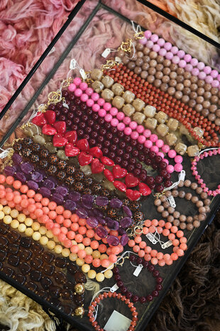 Bazou kralen ketting van natuursteen XL - orange