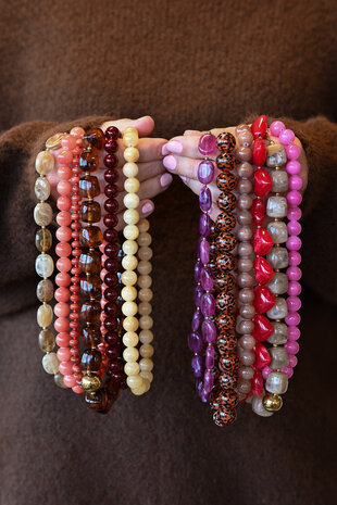 Bazou kralen ketting van natuursteen XL - fuchsia