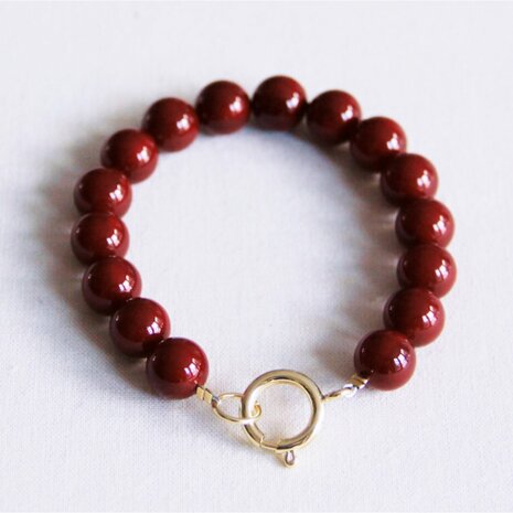 Bazou kralen armband van natuursteen XL - burgundy