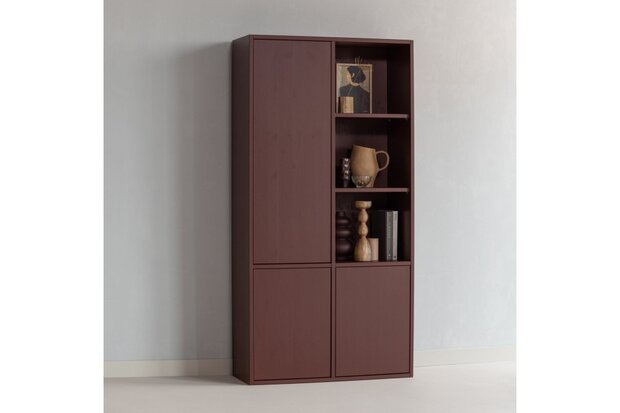 WOOOD Essentials Merel Opbergkast Grenen Bordeauxrood