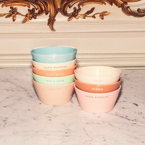 Vondels Bowl ceramic Buon appetito pink