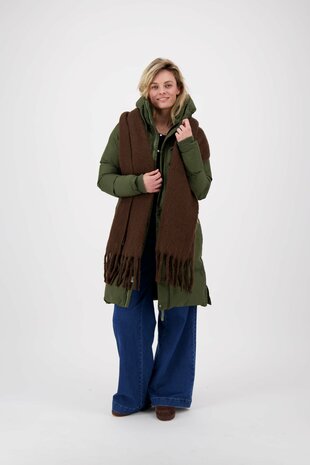 Zusss sjaal met franje chocoladebruin