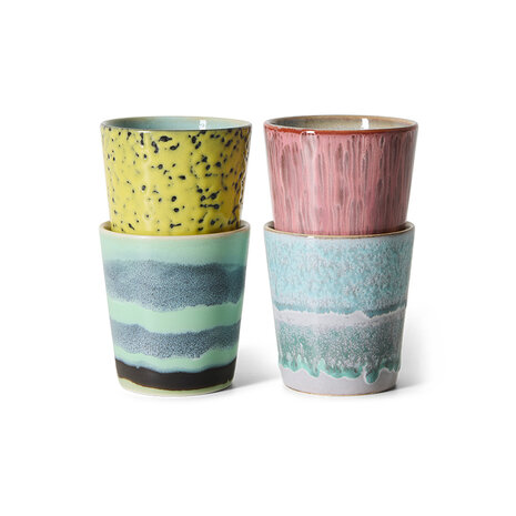 HKLIVING 70s Ceramics Coffee mugs artistic set of 4