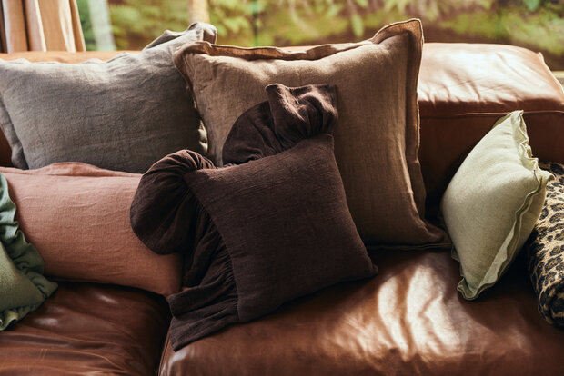 HKLIVING Ruffle Cushion Chestnut 50x50cm