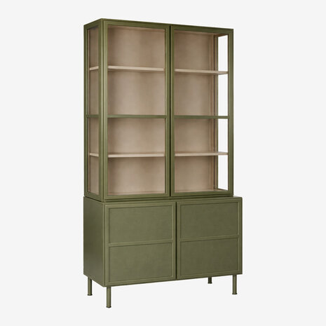 New Routz vitrinekast Langley Olive Green/Sand