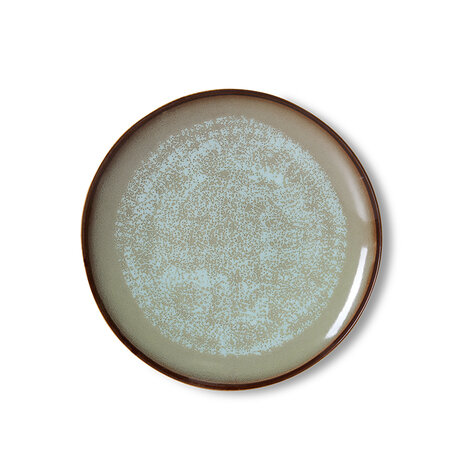 HKLIVING 70's ceramics Dinner Plates Contrast, Set Of 2