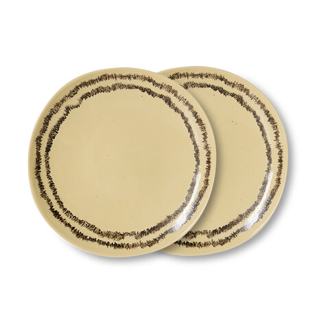 HKLIVING 70's ceramics Side Plates Vanilla, Set Of 2