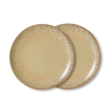 HKLIVING 70's ceramics Side Plates Grit, Set Of 2