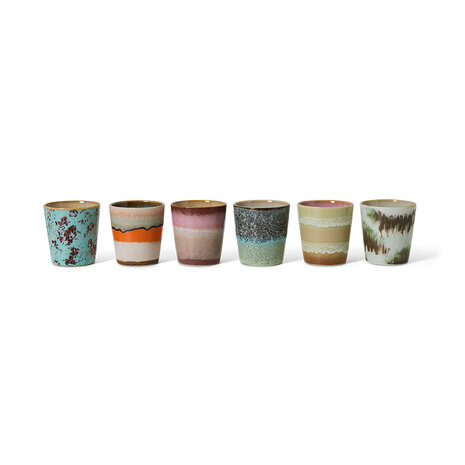 HKLIVING 70s ceramics coffee mugs Surreal, set of 6