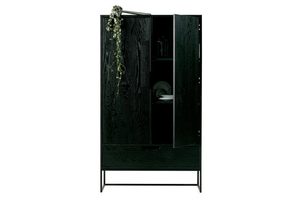 WOOOD Premium Silas 2-deurs kast black night geborsteld